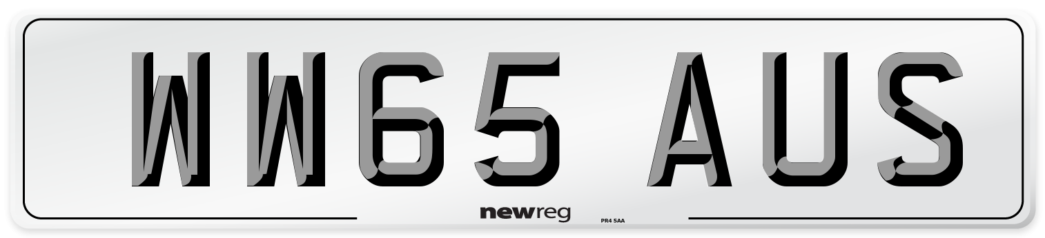 WW65 AUS Number Plate from New Reg